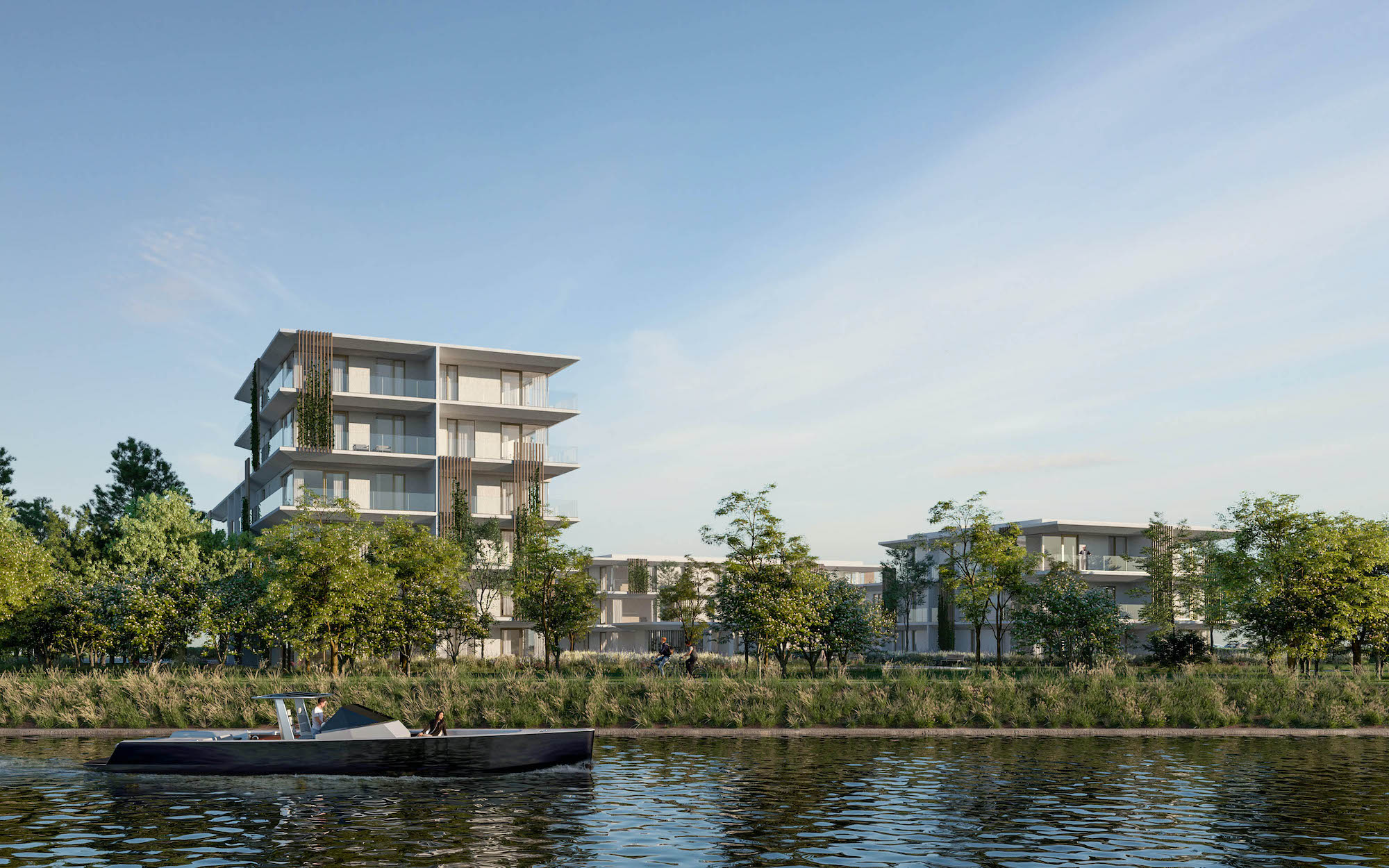 Waterlinie woonproject Neerpelt wonen aan het water passantenhaven renders haven kanaal